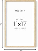 HAUS AND HUES 11x17 Picture Frame - 11 X 17 Frame Wood Picture Frames, 11x17 Poster Frame Wooden Picture Frames, 17x11 Picture Frame Wooden Frames, Frame 11x17 Natural Wood Frame (Beige Oak Frame) by CozyNest Decor