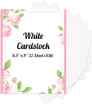 White Cardstock 8.5" x 11", 32 Sheets (85lb/230gsm) Heavy Weight Thick Loose Drawing Paper Cover Card Stock for Printer, Invitations, Drawing, Scrapbooking, Art School Supplies, DIY Cards by TinyTreasures Baby Boutique