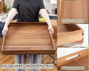 Extra Large Square Wood Tray, Generously 22" Acacia Serving Trays for Large Ottoman Coffee Table, Giant Square Shape Sofa Tray with Handles, Kitchen Organizer Storage Trays Huge Counter Serveware by CozyNest Decor