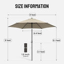 CROWN SHADES 9 Ft Patio Umbrella - Polyester Outdoor Umbrella with 30° Push Button Tilt, Patented Edge Connection Windproof Design for Patio, Pool, Garden & Table, UV Resistent by GreenHaven Gardens
