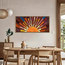 IARTTOP Extra Large Boho Sun Wood Wall Art for Living Room Wooden 3D Framed Abstract Sun Rising on the Horizon Geometric Wall Decor Mid century Sunshine Artwork Home Bedroom Office20 * 40 Inch by CozyNest Decor