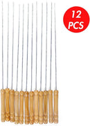 HAKSEN 12 PCS Barbecue Skewers with Wood Handle Marshmallow Roasting Sticks Meat Hot Dog Fork Best for BBQ Camping Cookware Campfire Grill Cooking, Stainless Steel,11.7 Inches(Including Handle) by GreenHaven Gardens