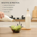 HOMCDALY Ceramic Olive Oil Dispenser for Kitchen, Stoneware 16oz Oil and Vinegar Bottles Dispenser, Kitchen Dispenser Bottle for EVOO Vinegar Syrups, Modern Farmhouse Design(W) by CozyNest Decor