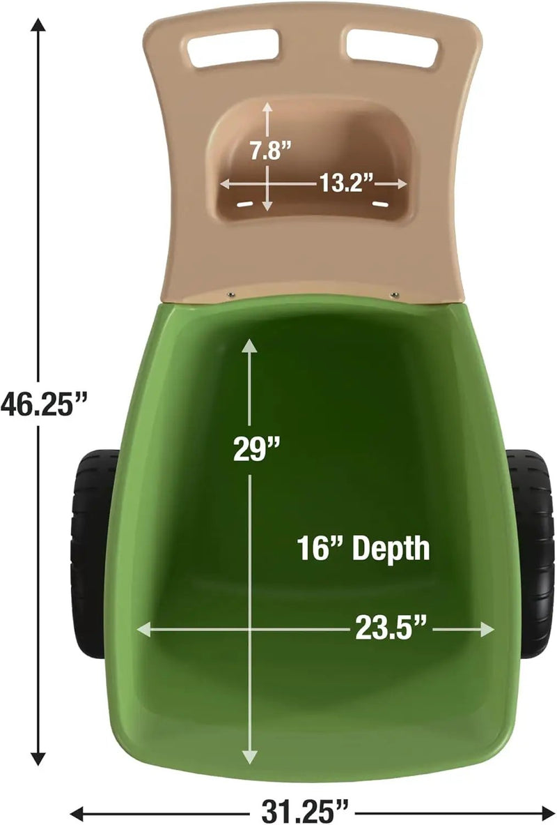 Simplay3 Easy Haul Wheelbarrow with Garden Tool Storage Tray, Durable Heavy-Duty Plastic Wheelbarrow with Large Easy Turn Wheels - Green, Made in USA…, photo 4 of 6