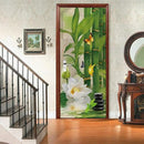 Bamboo 3D Door Stickers Murals - Peel and Stick - Waterproof & Washable - Matt Finish - Natural Style - Bamboo Pattern - 37.4" x 78.7" - 2 Pieces by GreenHaven Gardens