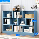 IOTXY Open Shelf Low Bookcase - Wooden 3-Tier Floor Standing Display Cabinet Organizer with Base, 10 Cubes Short Horizontal Bookshelf in Bright Blue by CozyNest Decor