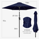 FLAME&SHADE 10ft Patio Umbrella - Outdoor Umbrella with 6 Sturdy Ribs, Push Button Tilt and Crank, UV Protection Table Market Umbrella for Pool, Porch，Garden, Deck, Backyard (Navy Blue) by GreenHaven Gardens