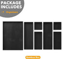 SpaceAid 7-Piece Bamboo Drawer Organizer Storage Boxes Set, Wood Tray Junk Drawer Organizers Multi-Use Divider Bins for Kitchen, Bathroom, Office Desk and Makeup Organization (7 Pack, Black) by CozyNest Decor