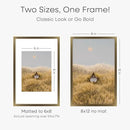 Homeforia 8x12 Picture Frame Bronze, High End Metal 8 x 12 Brass Frames with Mat 6 by 8 for Photo, 12x8 Frame Matted to 6x8 inch Print, 8by12 Wall or Tabletop Frame, Tempered Glass, Wall Kit, Set of 1 by CozyNest Decor