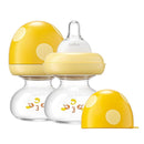 YOHKOH Newborn Glass Baby Bottles with Slow Flow Nipple for 0+ Months, Wide Neck Feeding Bottle, 2.7oz/80ml (Yellow, 2.7oz (Pack of 2)) by TinyTreasures Baby Boutique