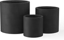 Kante 9.8",12.6",15.7" Dia Round Concrete Planter Set of 3, Modern Style Large Cylindrical Plant Pot with Drainage Hole and Rubber Plug for Indoor Outdoor Patio, Black by GreenHaven Gardens