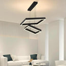 Modern Led Rectangle Chandelier for Dining Room, Dimmable Black Modern Chandelier with Remote, Adjustable Foyer Lighting Fixture by CozyNest Decor