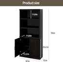 70 Inch Tall Bookcase with Doors, Library Office Bookshelf with Adjustable Shelves, Floor Standing Storage Cabinet for Bedroom Living Room Organizer with Anti Tipping Kit, Dark Cherry Finish by CozyNest Decor