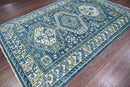 6x9 LoomBloom Blue, Ivory Hand Knotted 100% Wool Turkish Oushak Traditional Oriental Area Rug