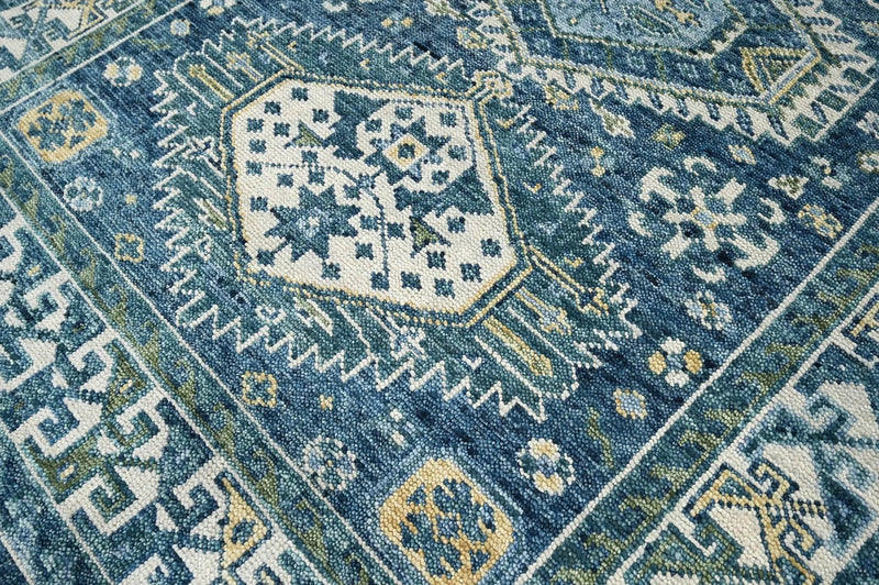 6x9 LoomBloom Blue, Ivory Hand Knotted 100% Wool Turkish Oushak Traditional Oriental Area Rug