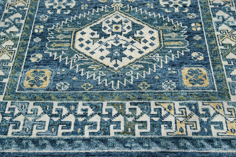6x9 LoomBloom Blue, Ivory Hand Knotted 100% Wool Turkish Oushak Traditional Oriental Area Rug