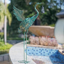 DREAMSOUL 40.5" Heron Garden Statues Large Metal Crane Outdoor Statues Standing Solar Bird Statue for Patio Pool Lawn Decoration by GreenHaven Gardens