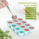 Baby Food Storage Container - 1.5oz x 12 Pods Silicone Freezer Tray with Lid for Homemade Baby Food, Fruit Purees, Vegetable & Breast Milk (Blue) by TinyTreasures Baby Boutique
