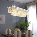 Luxury Chrome Rectangular Crystal Chandeliers Lighting Modern Pendant Ceiling Lights Rectangle Chandelier Lamp Fixture 8-Lights for Dining Room Kitchen Island by CozyNest Decor