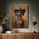 Cowboy Dachshund in Leather and Lace