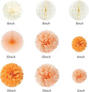 Orange Hippie Birthday Party-Decorations Paper-Flowers - 14pcs Happy Banner Fall Honeycomb Tissue Pom Poms,Boho Streamers Garland Fans,Sweet Peach Groovy Sunset Groovy Hanging Supplies Decor Hugfond by CozyNest Decor