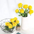 Yellow Fake Roses Artificial Flowers - 10 Pcs Fake Artificial Roses Silk Flowers with Stems for Home Wedding Hotel Office Centerpiece Decor by CozyNest Decor