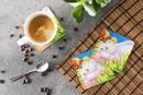 White Cat Tea Time Foam Coasters Set of 4 Cup Coasters for Indoor Outdoor, Tabletop Protection, Anti Slip, Mouse pad Material