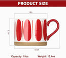 Koja Hand Painted 15 oz. Porcelain Ceramic Mugs Set. Service for 4. (Hand Painted - Red) by CozyNest Decor