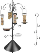 Bird Feeding Station Kit with Squirrel Baffle Bird Feeder Pole with Suet Cage Mesh Tray Fruit Hook Double W Hook for Attracting Wild Birds and Hanging Planter Hanger Lights by GreenHaven Gardens