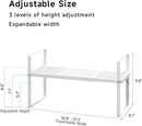 Expandable Cabinet Storage Shelf Stackable Organizer Rack for Kitchen Bathroom Pantry Spice Cupboard Coffee Countertop Home Office Desk Heavy Duty Nonslip White Small 2 Packs by CozyNest Decor