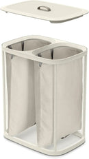Joseph Joseph Tota 90 liter/23.8 gallon Laundry Hamper Separation Basket with lid, 2 Removable Washing Bags with Handles - Ecru by CozyNest Decor