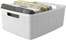 Curver Set of 6 Jute Medium Decorative Plastic Organization and Storage Baskets, Perfect Bins for Home Office, Closet Shelves, Kitchen Pantry and All Bedroom Essentials, White by TinyTreasures Baby Boutique