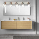 BONLICHT 5 Lights Sconces Wall Lighting Brushed Nickel with Hammered Glass Shade, Industrial Bathroom Light Fixtures Vanity Lights Porch Light Fixtures Classic Metal Wall Mount Lamp Over Mirror by CozyNest Decor