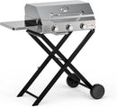 BBQ Gas Grill 3-Burner with Foldable Cart & Side Table, Portable Propane Grill with Lid for Outdoor Patio Backyard Barbecue Camping Tailgating RV Trip, Stainless Steel, GS308 by GreenHaven Gardens