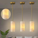 Alabaster Pendant Light Kitchen Island, H-9.5in Brass Pendant Light Fixtures with Natural Marble Shade, Adjustable Ceiling Pendant for Dining Room, Living Room, Bedroom & Bathroom by CozyNest Decor