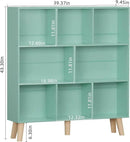 LEYAOYAO 8 Cube Bookshelf 3-Tier Bookcase with Legs, Mint-Green Kids Book Shelf Cute Storage Organizer, Large Open Toy Shelves Modern Bookshelves,Display Bookcases for Bedroom,Living Room,Nursery by CozyNest Decor