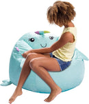 Posh Creations Cute Soft and Comfy Bean Bag Chair for Kids, Animal - Blue Narwal by TinyTreasures Baby Boutique