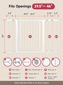 Baby Gate for Stairs, 30'' Tall 29.5-46" Extra Wide Dog Gate for Stairs Walk Thru Auto Close Metal Pet Gate for The House, Stairs and Doorways Child Gate Pressure Mounted Safety Gate Indoor - White by TinyTreasures Baby Boutique