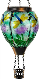 Starsoul Starsoul Dragonfly Hot Air Balloon Solar Lantern Glass Outdoor Hanging Hot Air Balloon Solar Flickering Flame Light Waterproof Garden Patio Yard Party Decorations by GreenHaven Gardens