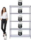 48"x24"x72" Prime Heavy Duty Chrome 5-Tier Steel Wire Shelving NSF 4000 LBS MAX Capacity Storage Rack for Commercial, School, Home, Garage, Warehouse, Industrial, and Hospital Uses (with Wheels) by CozyNest Decor