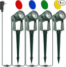 ZYAN 4 Pack Outdoor Landscape Lighting with 4 Colorful Lens and Power Supply, Green Shell by GreenHaven Gardens