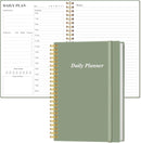 Daily Planner Undated - A5 To Do List Notebook Hourly Schedules, Spiral Appointment Planner for Women and Men, PVC Hardcover, Inner Pocket, Elastic Closure, 5.8" x 8.3", Green by TinyTreasures Baby Boutique