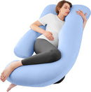 Sasttie Pregnancy Pillows for Sleeping, U Shaped Cooling Full Body Pillow with Removable Cover, Pregnant Women Must Haves, Maternity Essential, Light Blue by TinyTreasures Baby Boutique