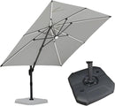 PURPLE LEAF 10 Feet Patio Umbrella with Base Outdoor Cantilever Solar Powered LED Square Umbrella Aluminum Offset Umbrella with 360-degree Rotation for Garden Deck Pool Patio White by GreenHaven Gardens