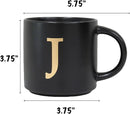 COLLECTIVE HOME - Monogram Ceramic Mugs, 15 oz Golden Initial Black Coffee Cups, Elegant Alphabet Tea Mugs, Elegant Personalized Mug with Gift Box, Unique Mug with Double Side Capital Lette (J) by CozyNest Decor