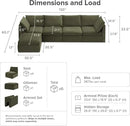 mopio Oversized Modular Sectional Sofa with Fully Removable Covers and Storage, Convertible U, L-Shaped and Sleeper Sectional, Modern Couches with Ottoman Chaise (Olive Green Velvet, 5 Seats, L) by CozyNest Decor
