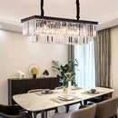 Modern K9 Crystal Chandelier Pendant Light Fixture, Rectangular Ceiling Lamp with 8-Lights for Dining Room & Kitchen, Finished in Chrome, L33.5 Inch by CozyNest Decor