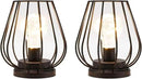 TRIROCKS Set of 2 Metal Battery Operated Lamp 7'' Tall Mini Cage Shape Cordless Table Lamp Battery Lanterns with Warm Fairy Lights Bulb for Patio Garden Wedding Parties Indoor Outdoor(Black) by GreenHaven Gardens
