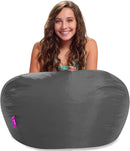Posh Creations Structured Comfy Seat for Playrooms and Bedrooms, Large Bean Bag Chair, 100in Round Classic Bean Bag, Charcoal Gray by TinyTreasures Baby Boutique