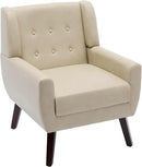 UIXE PU Leather Accent Chairs Set of 2, Modern Arm Club Chair Upholstered Armchair for Living Room, Comfy Single Sofa Seats Button Tufted Reading Seating, Cream by CozyNest Decor
